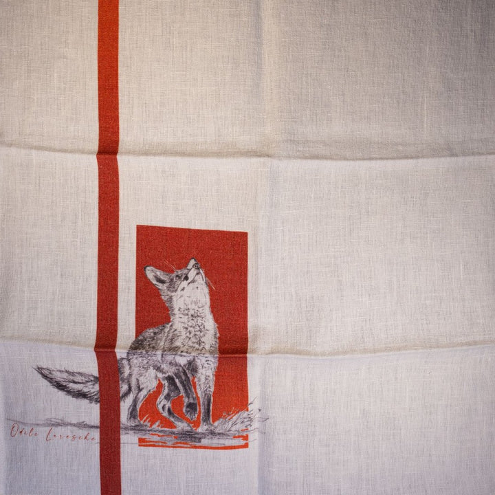 Brick Fox Leinen-Geschirrtuch