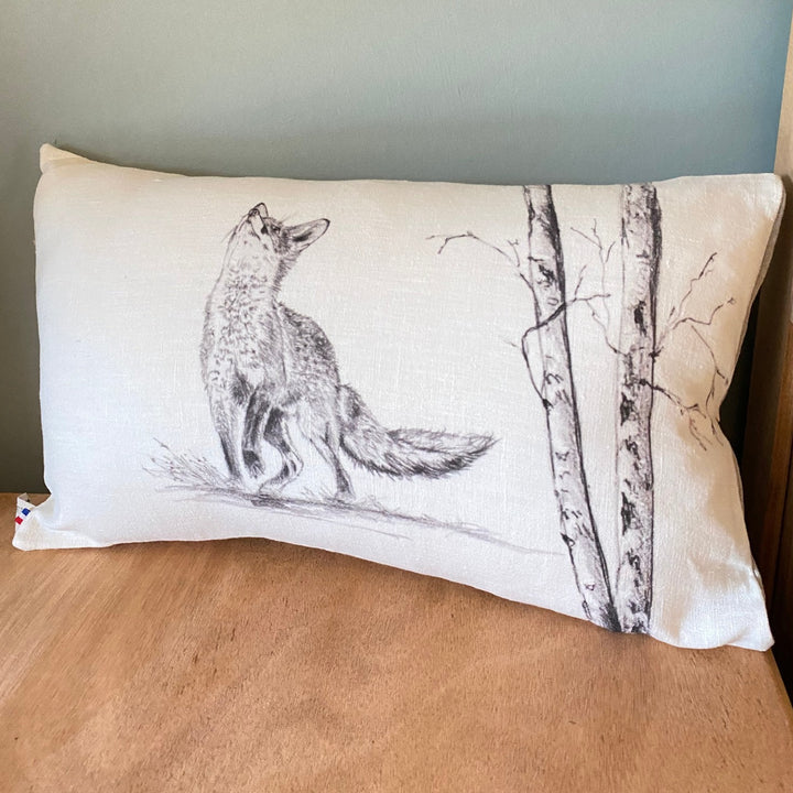 Curious Fox Linen Cushion