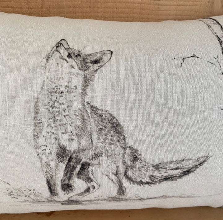 Curious Fox Linen Cushion