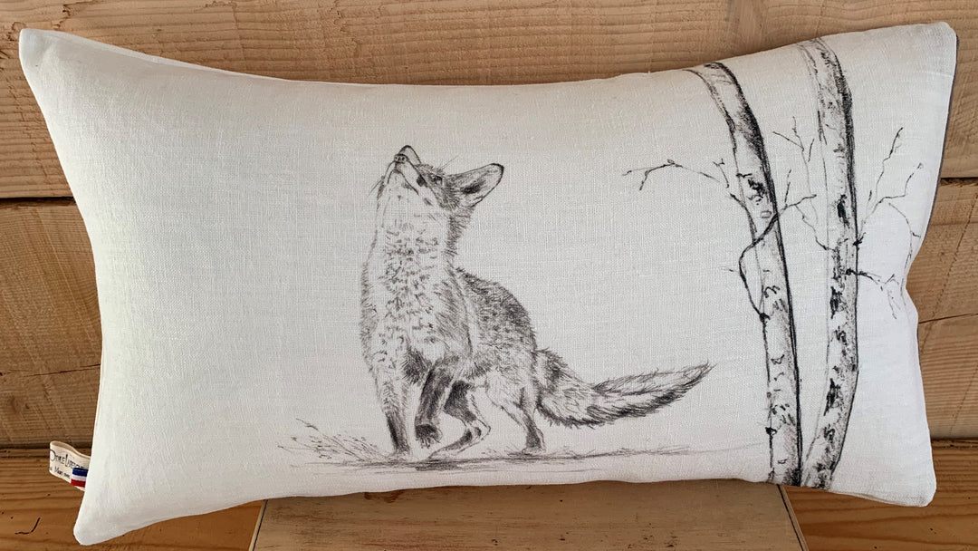 Curious Fox Linen Cushion