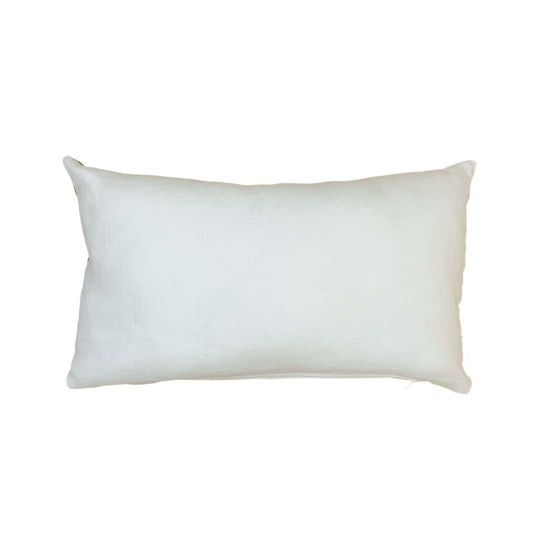 Dos de coussin en lin blanc, dehoussable avec un zip