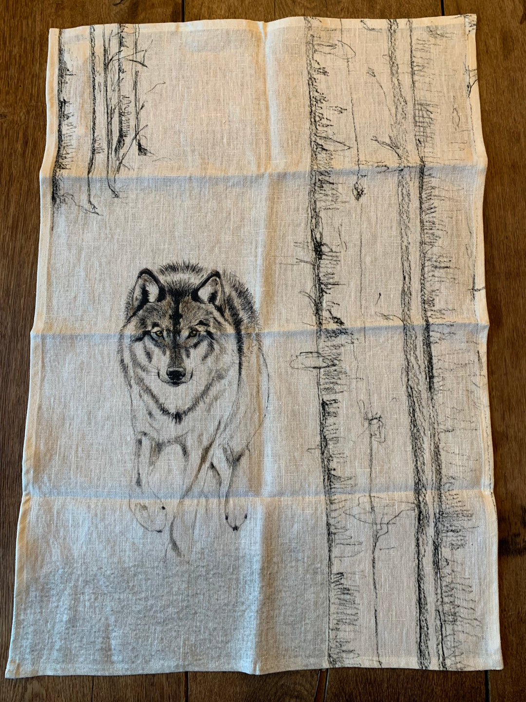 Wolf Forest Linen Tea Towel