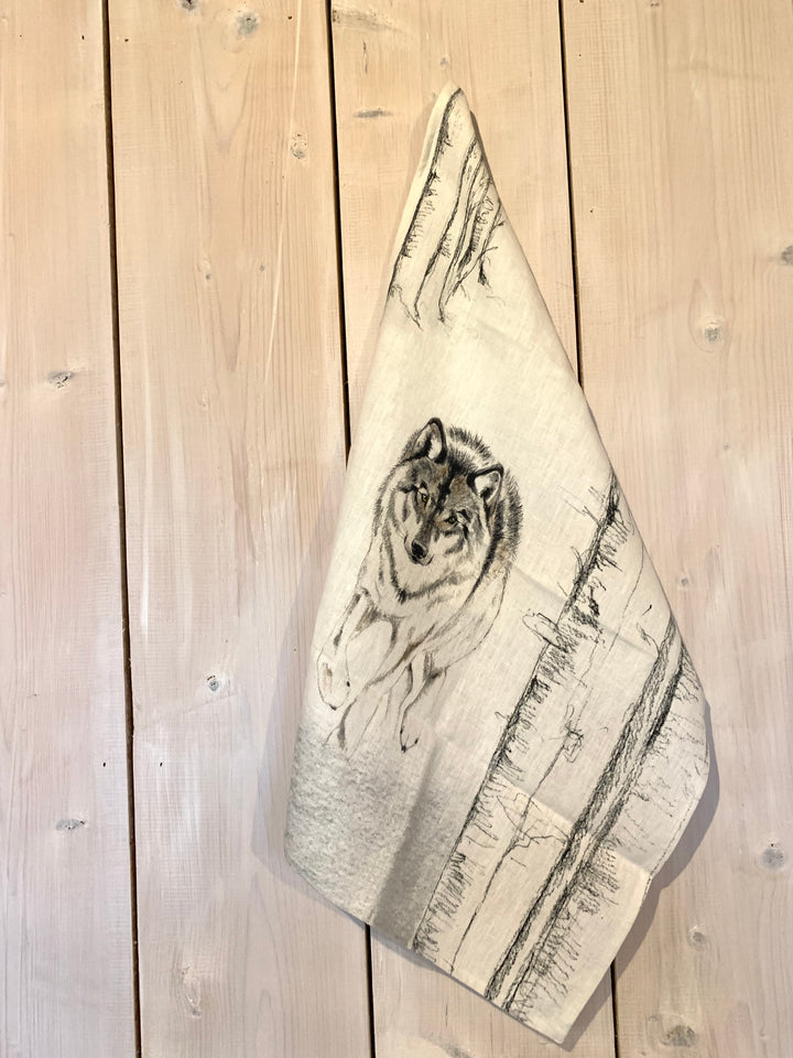 Wolf Forest Linen Tea Towel