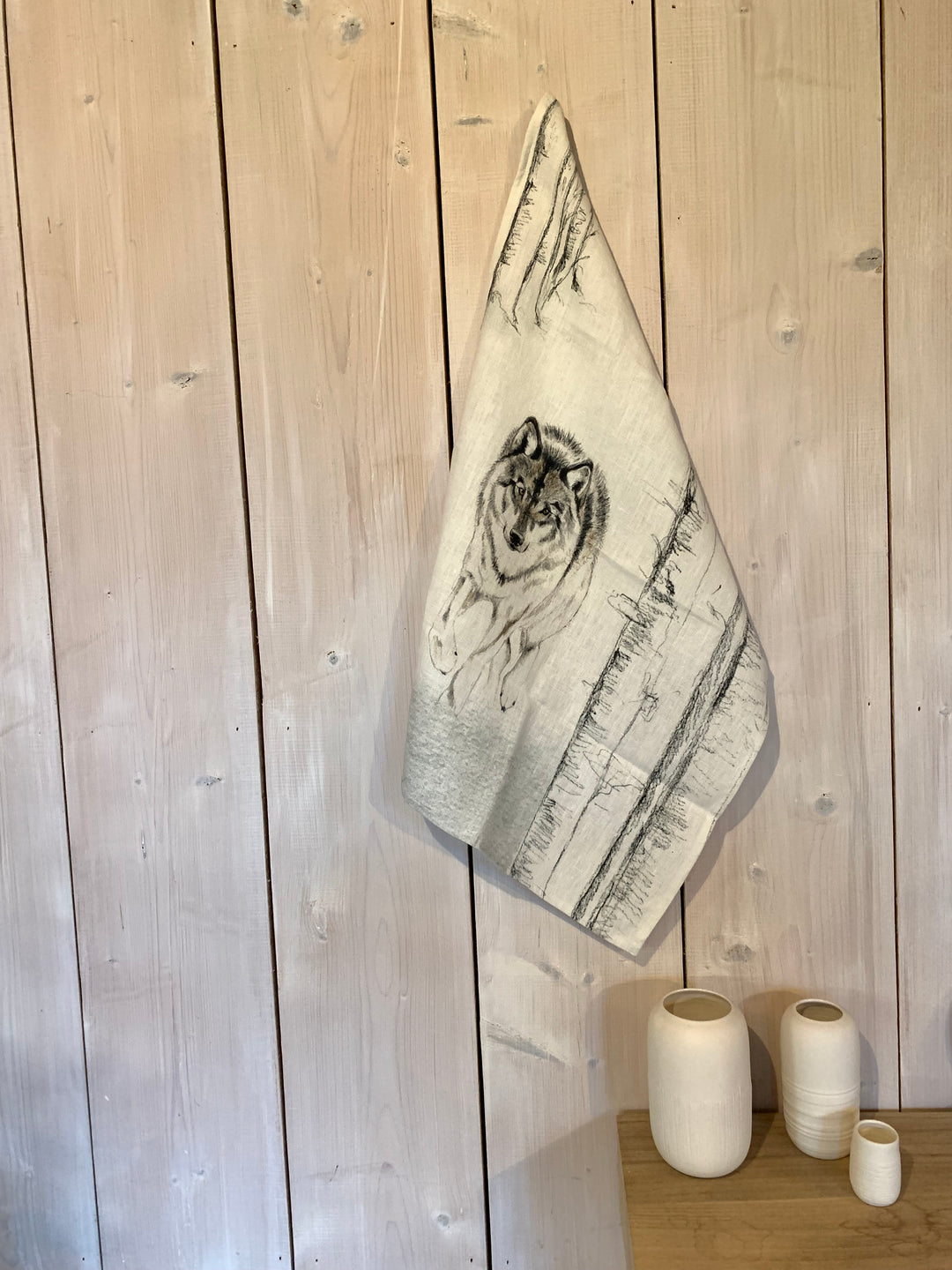 Wolf Forest Linen Tea Towel