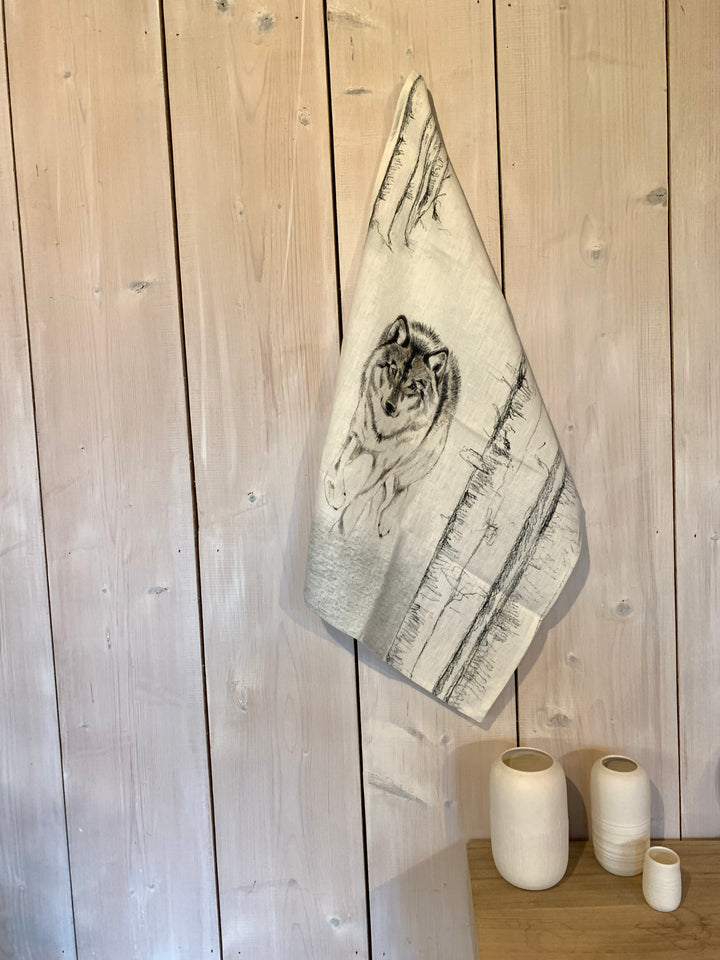 Wolf Forest Linen Tea Towel
