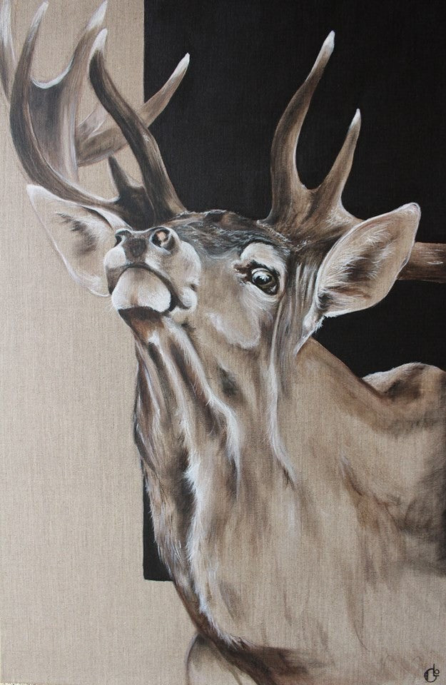 Tableau Cerf sur Fond Noir