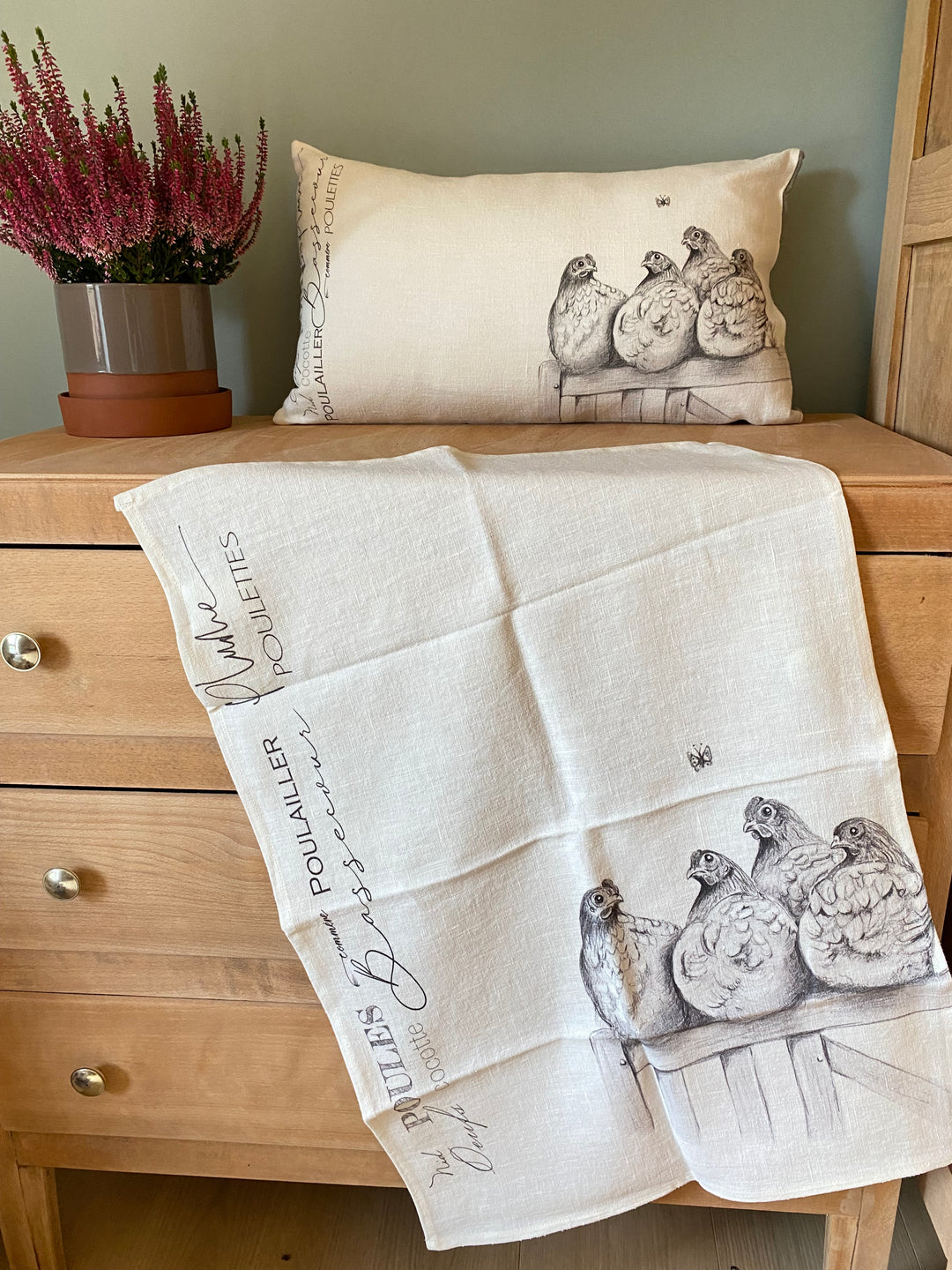 Victor Little Hens Linen Cushion