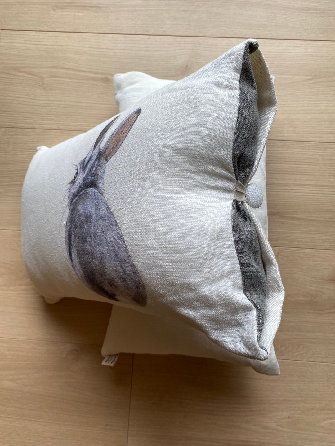 Rabbit Pompom Linen Cushion