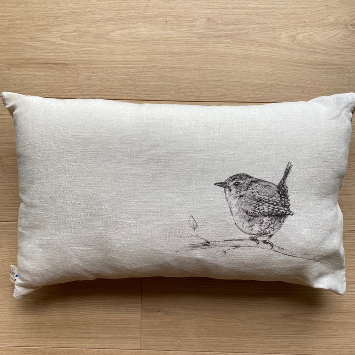 Cute Troglodyte Linen Cushion B&amp;W