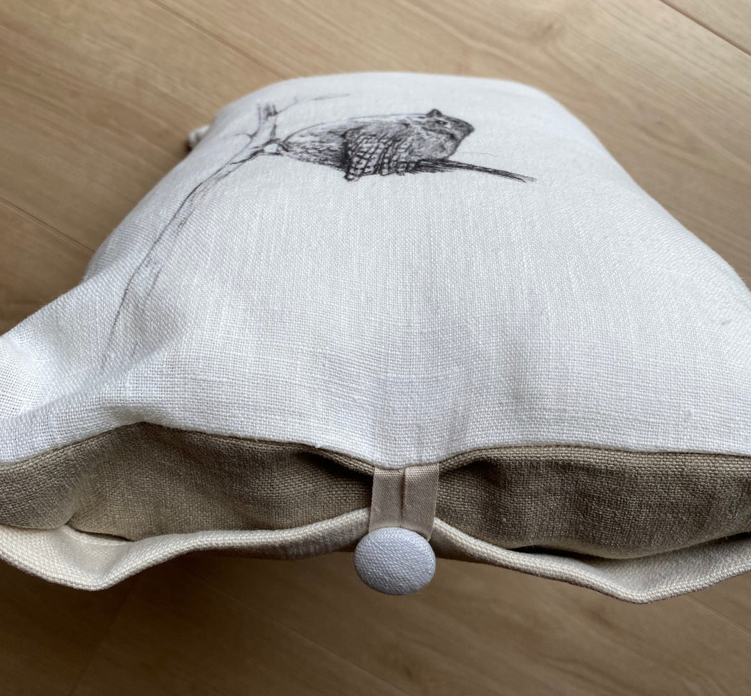 Cute Troglodyte Linen Cushion B&amp;W