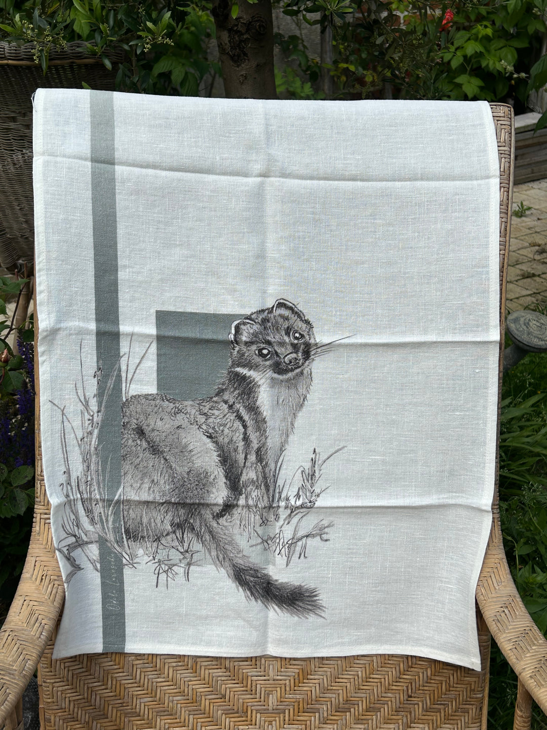 Green Hermine Linen Tea Towel