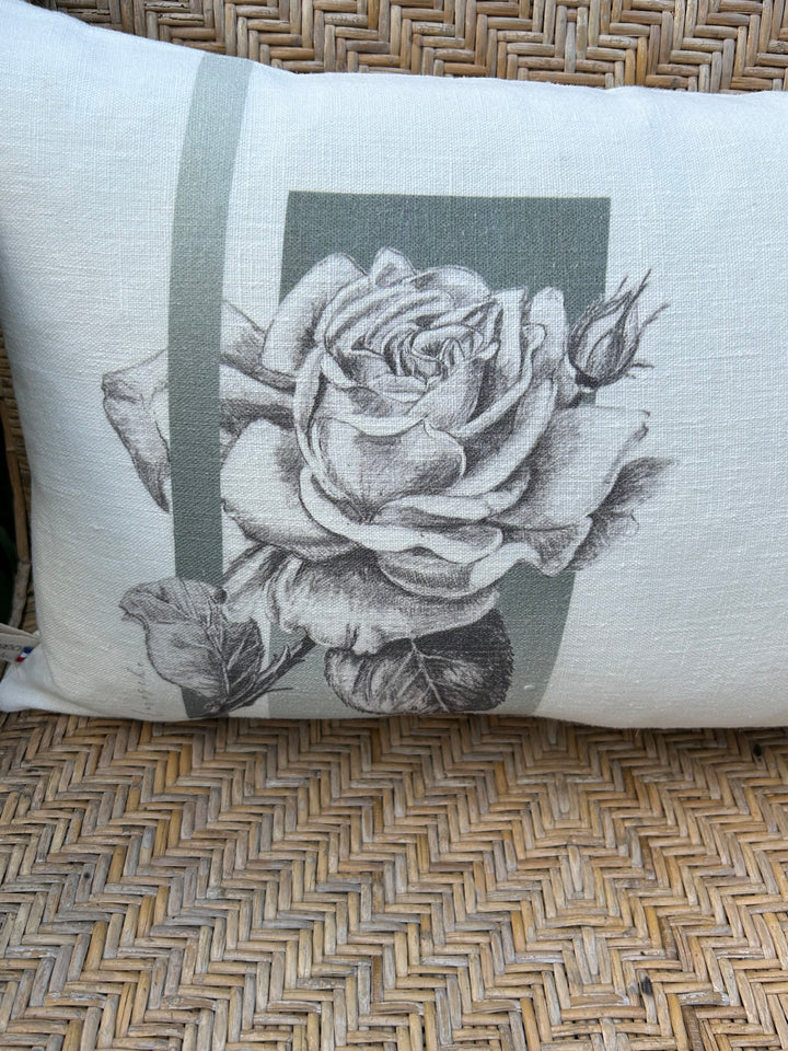 Chedigny Green Pink Linen Cushion