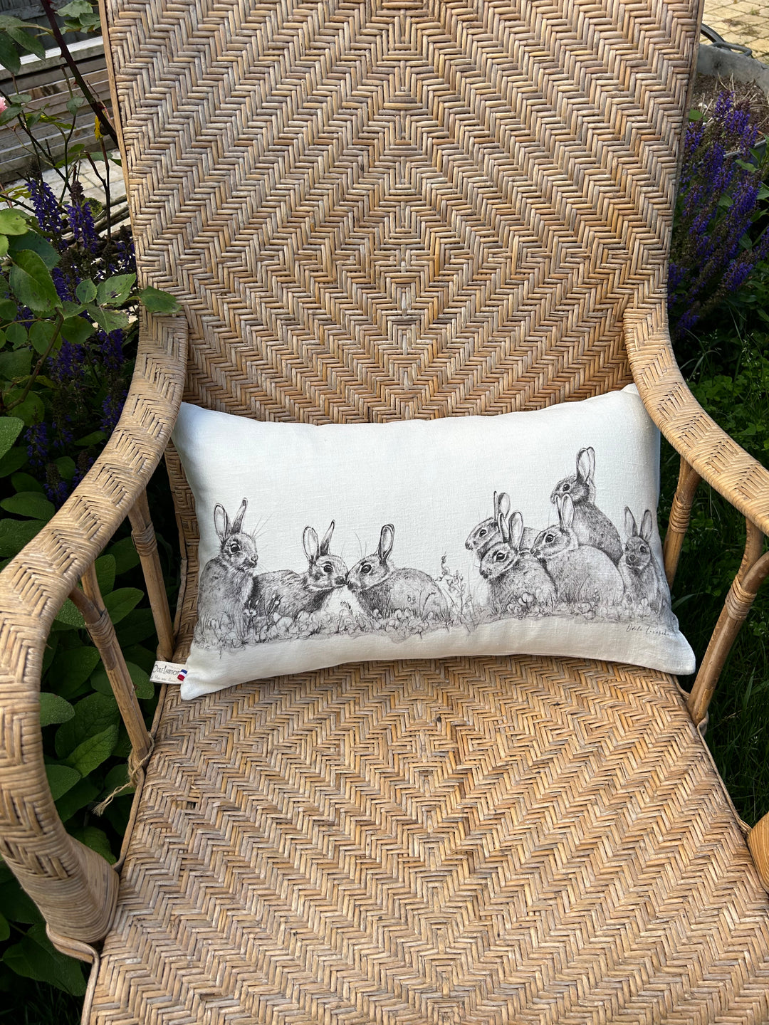 Coussin en Lin Lapin en Famille