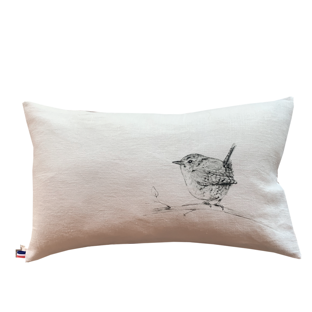 Cute Troglodyte Linen Cushion B&amp;W