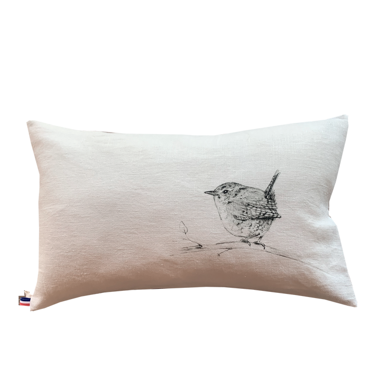 Cute Troglodyte Linen Cushion B&amp;W