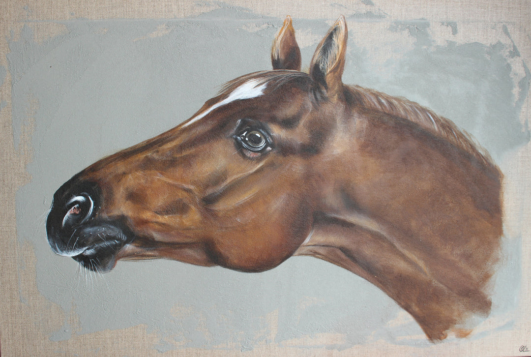 Peinture cheval toile de lin - odilelaresche, peintre animalier